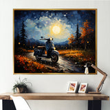 Scooter Night Exploration - Scooter Canvas Wall Art