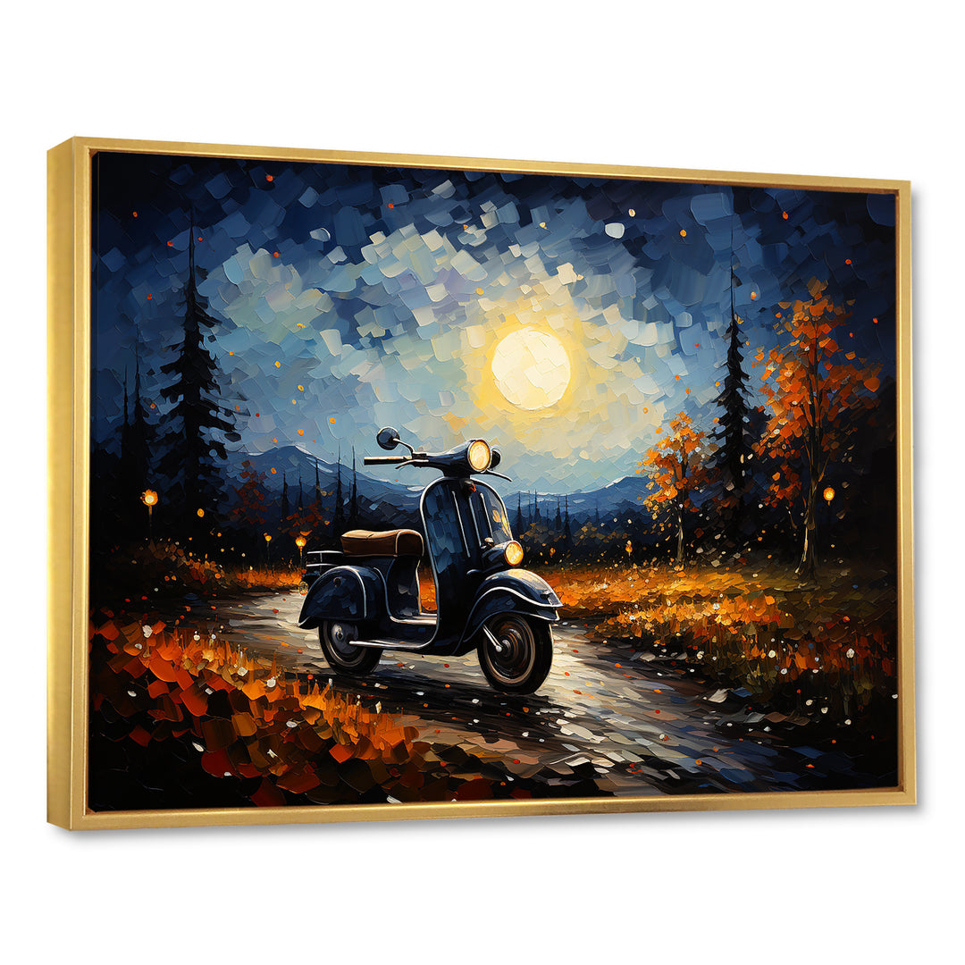 Scooter Night Exploration - Scooter Canvas Wall Art