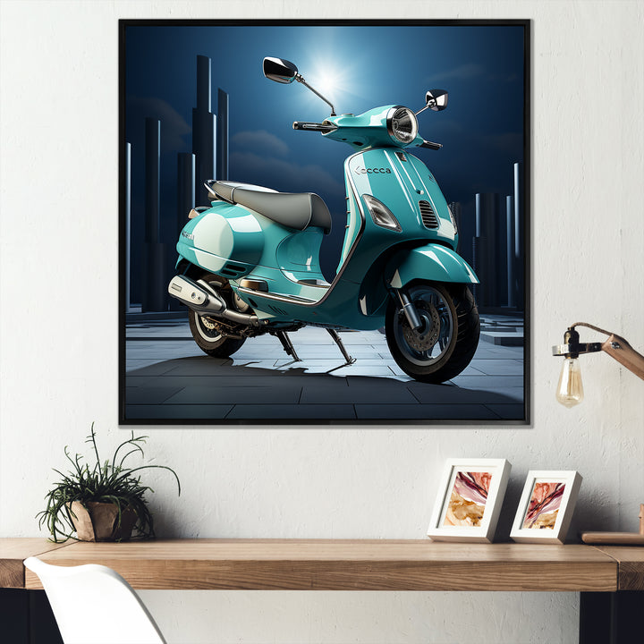 Vintage Vibrant Scooter - Scooter Canvas Wall Art