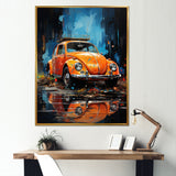 Beetle Car In The Cityscape - Car Vintage Canvas Wall Art