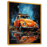 Beetle Car In The Cityscape - Car Vintage Canvas Wall Art