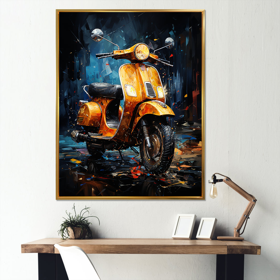 Scooter Serenity Nightly City - Scooter Canvas Wall Art