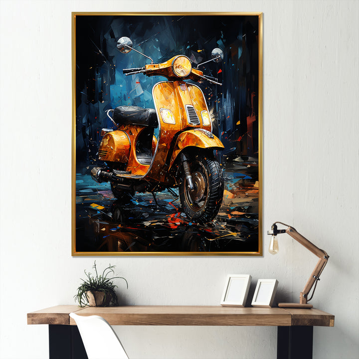 Scooter Serenity Nightly City - Scooter Canvas Wall Art