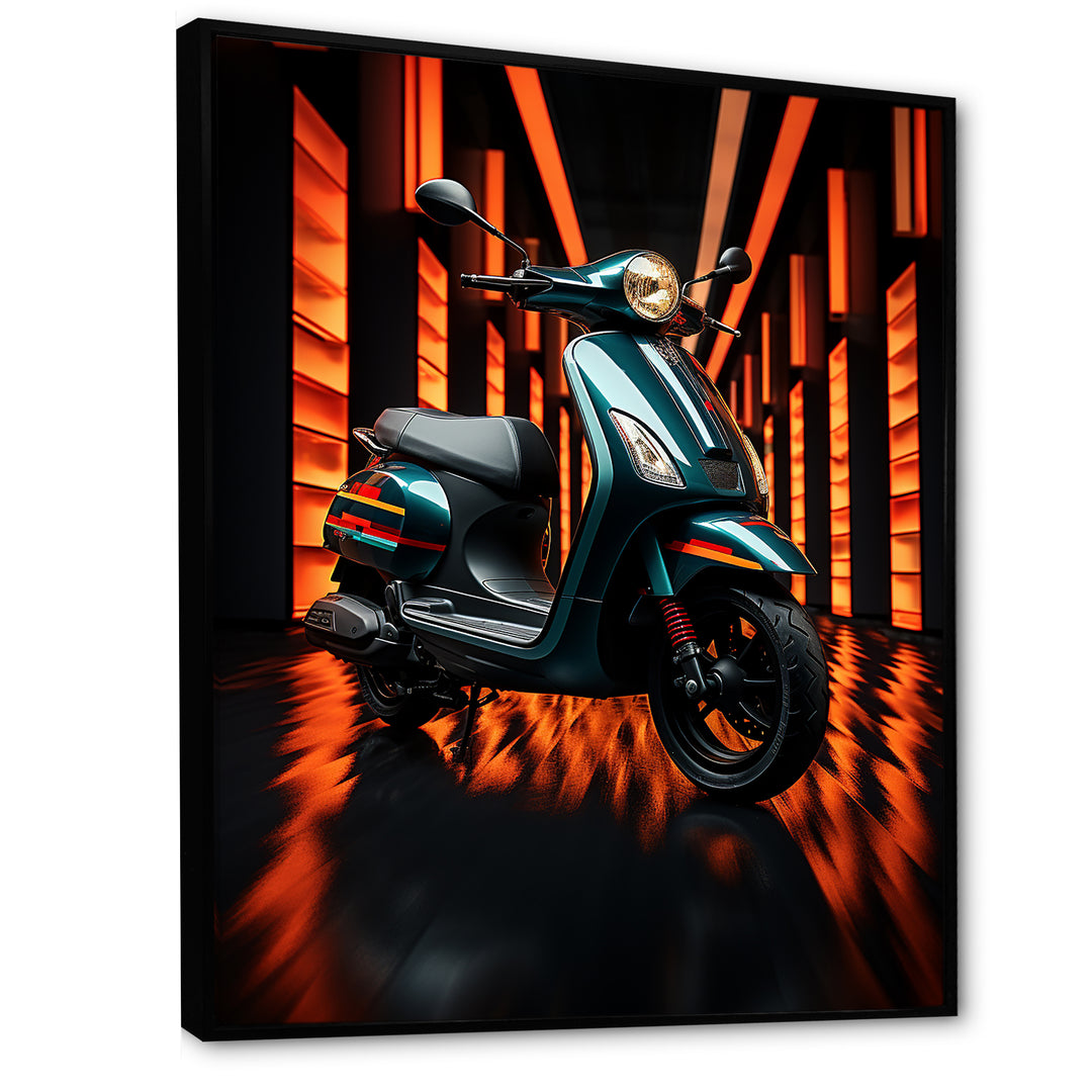 Scooter Serenity Neon Lights - Scooter Canvas Wall Art