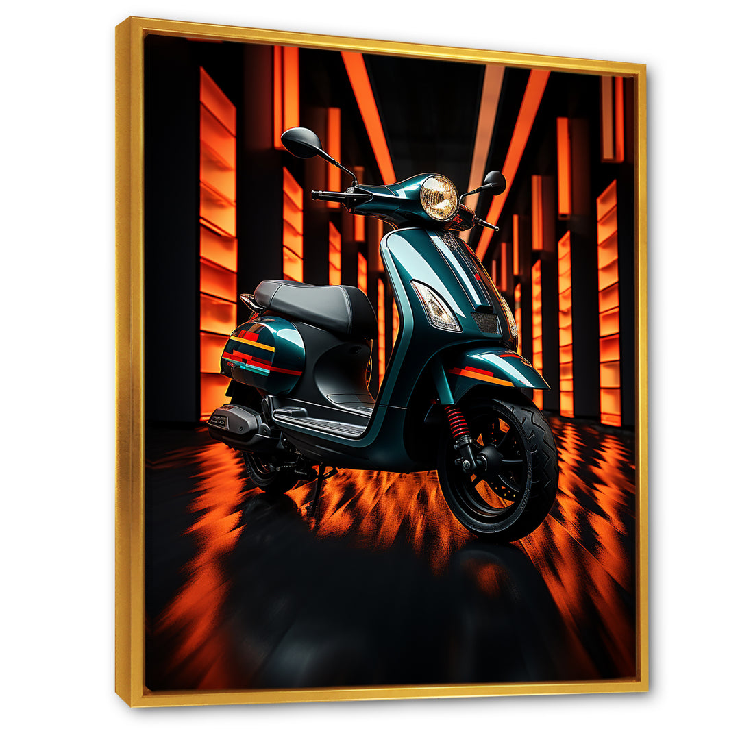 Scooter Serenity Neon Lights - Scooter Canvas Wall Art