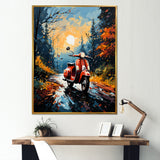Riding Scooter In The Country Autumn - Scooter Canvas Wall Art