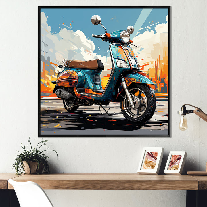 Edgy Scooter Odyssey - Scooter Canvas Wall Art