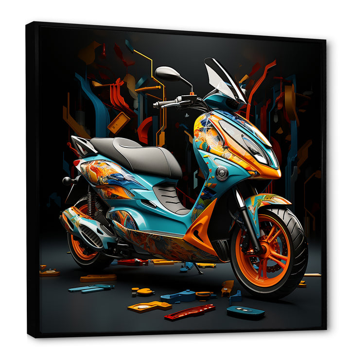 Geometric Scooter Journey - Scooter Canvas Wall Art