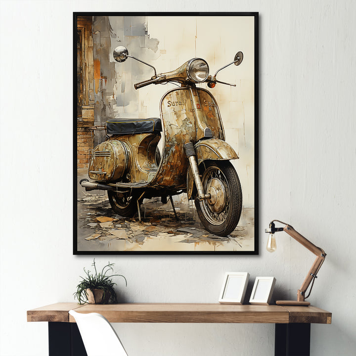Vintage Scooter Ride - Scooter Canvas Wall Art