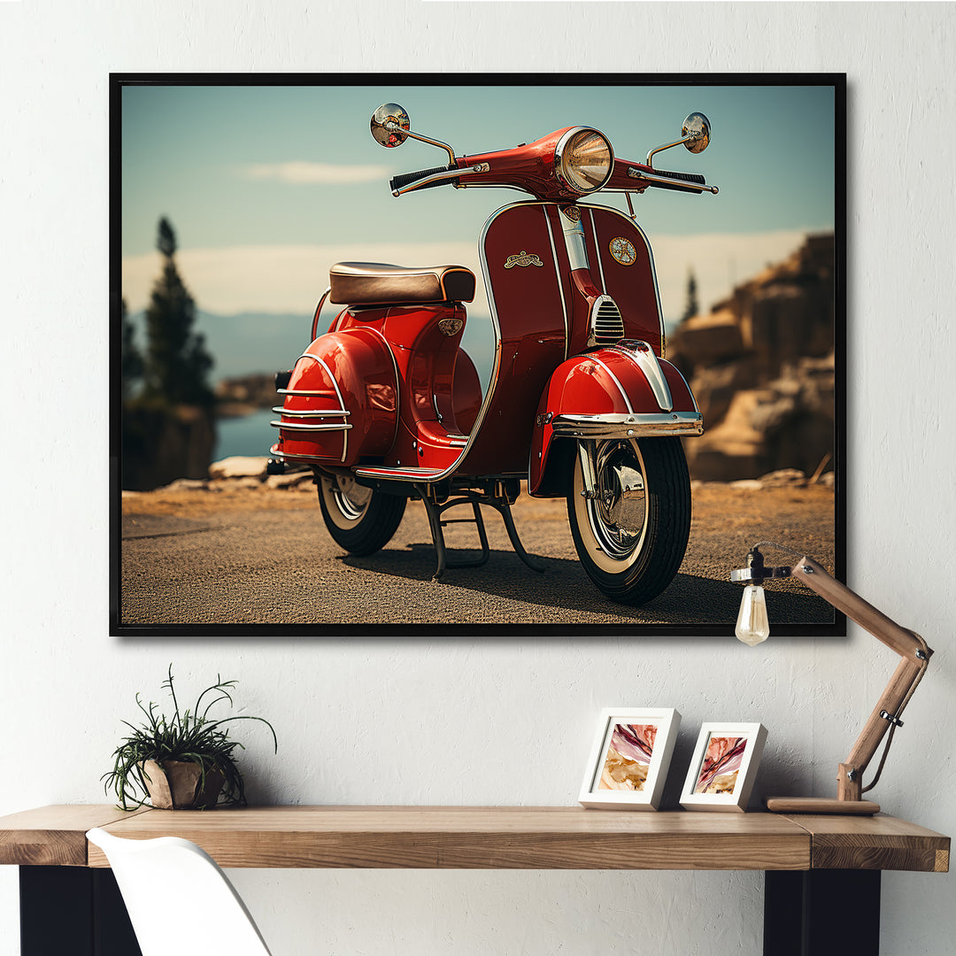 Retro Scooter Adventure - Scooter Canvas Wall Art