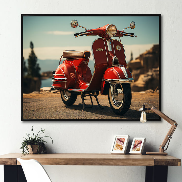 Retro Scooter Adventure - Scooter Canvas Wall Art