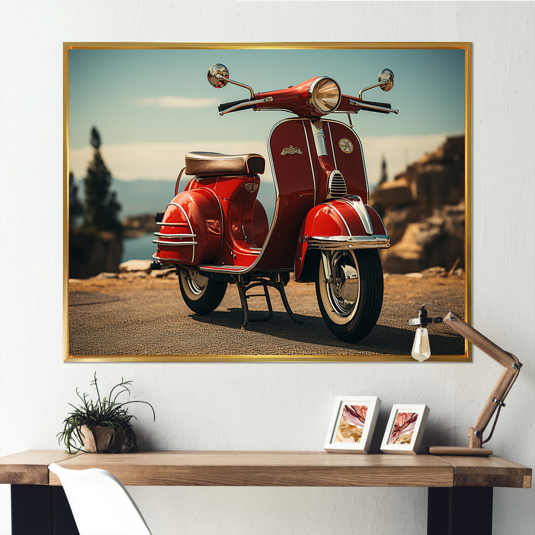Retro Scooter Adventure - Scooter Canvas Wall Art