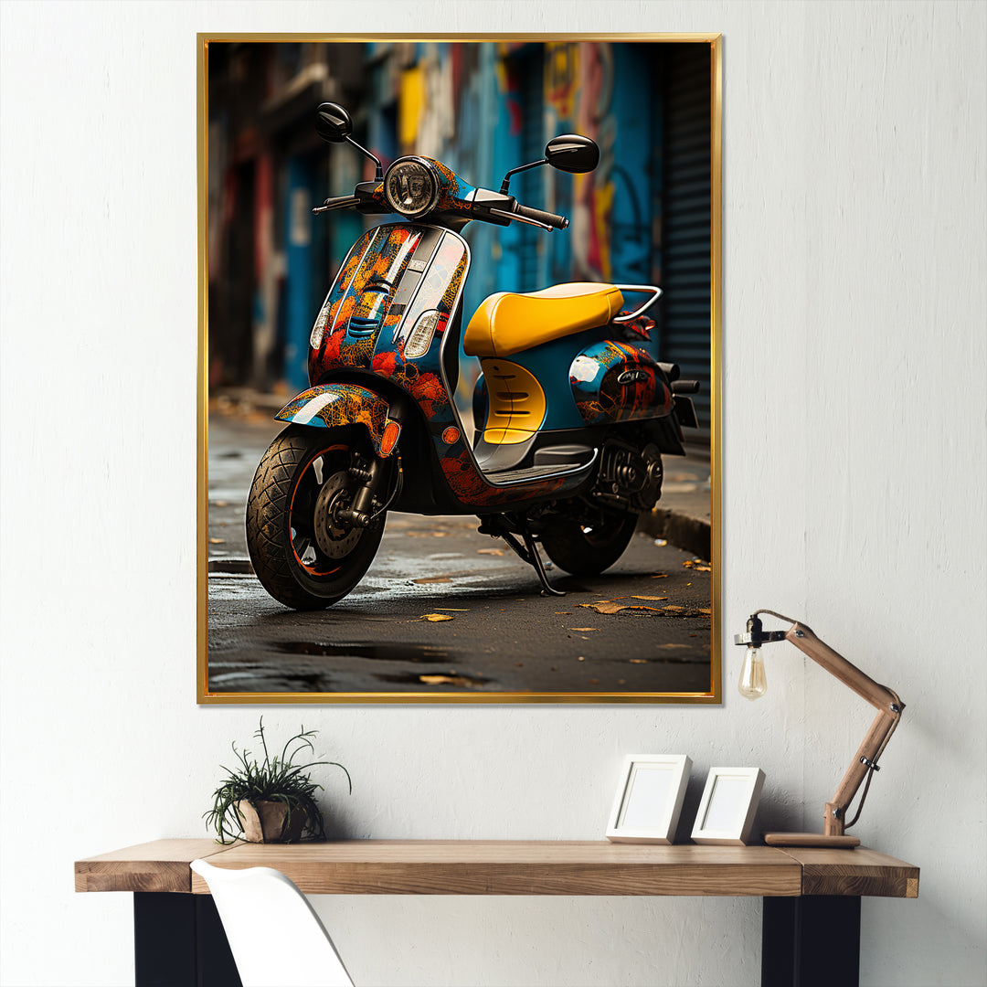 Urban Scooter Street Art - Scooter Canvas Wall Art