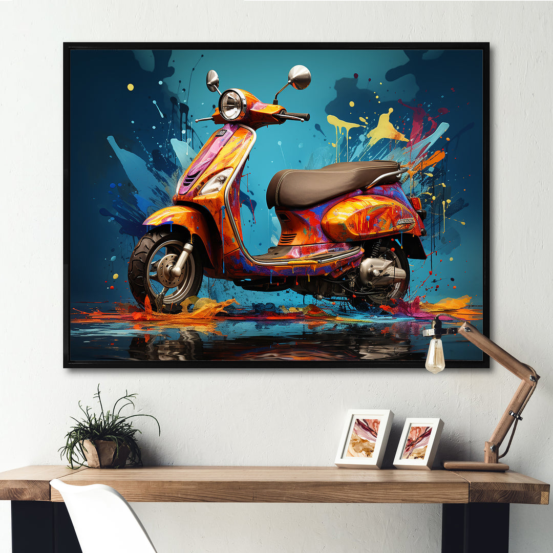 Graffiti Scooter Delight - Scooter Canvas Wall Art