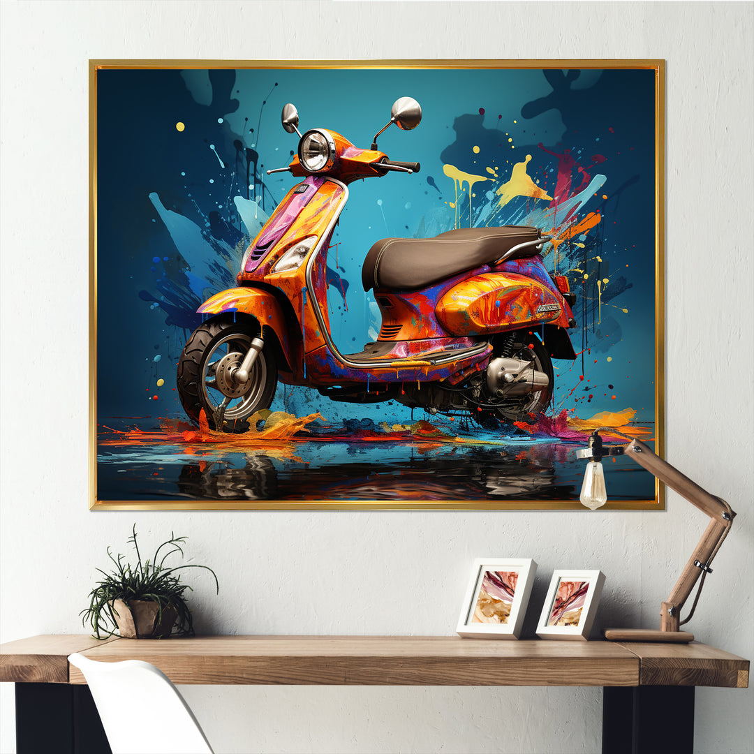 Graffiti Scooter Delight - Scooter Canvas Wall Art