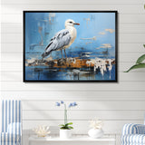 White And Blue Seagull Tranquility - White Seagull Wall Art