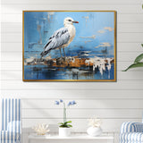 White And Blue Seagull Tranquility - White Seagull Wall Art