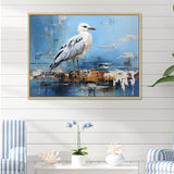 White And Blue Seagull Tranquility - White Seagull Wall Art