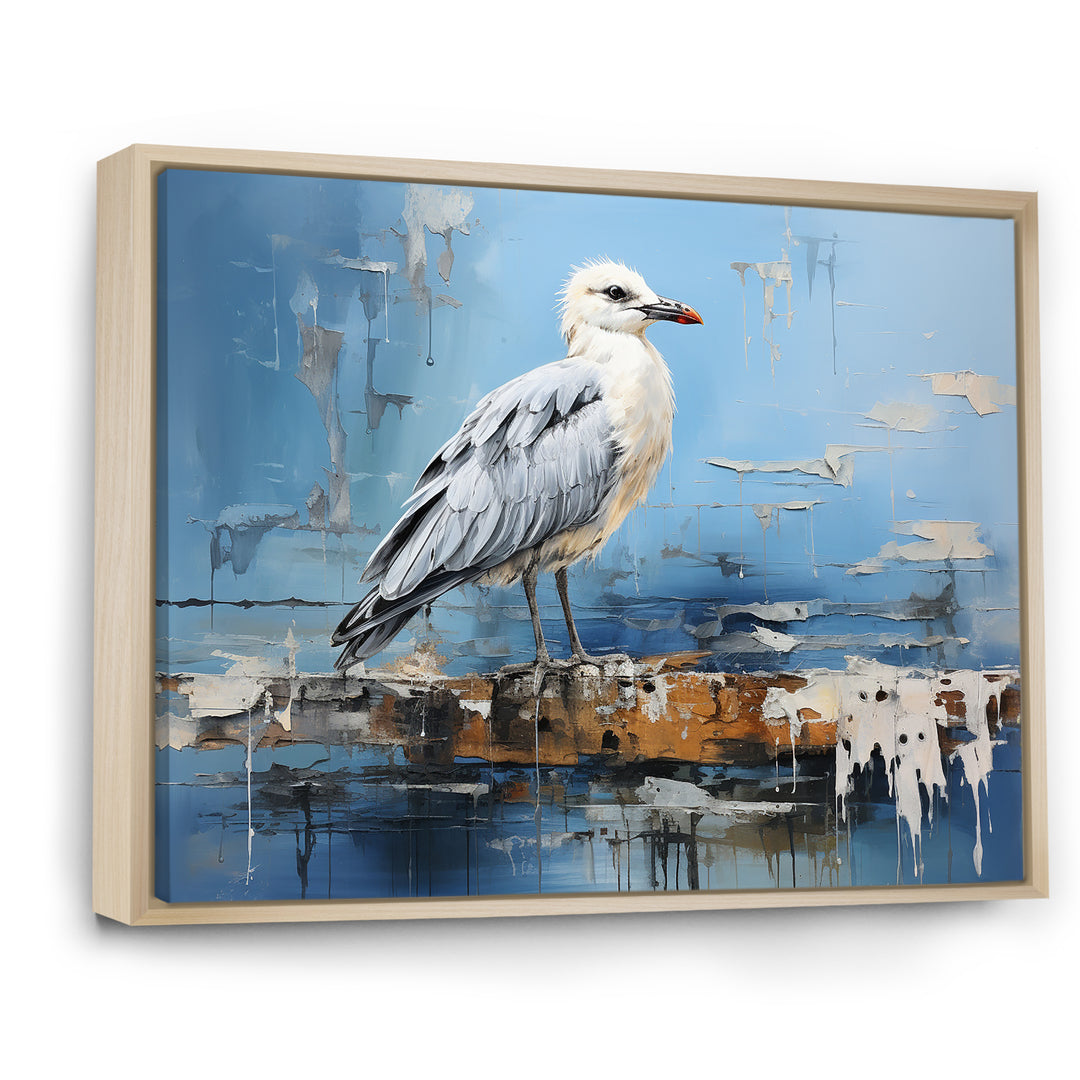 White And Blue Seagull Tranquility - White Seagull Wall Art