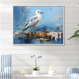 White And Blue Seagull Tranquility - White Seagull Wall Art
