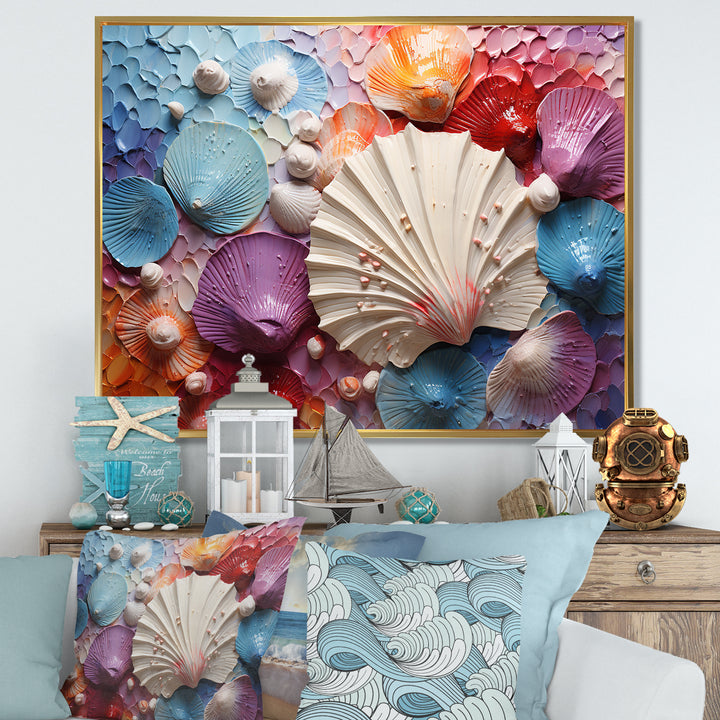 Coastal Seashell Tranquility - Multi-Color Seashell Wall Art