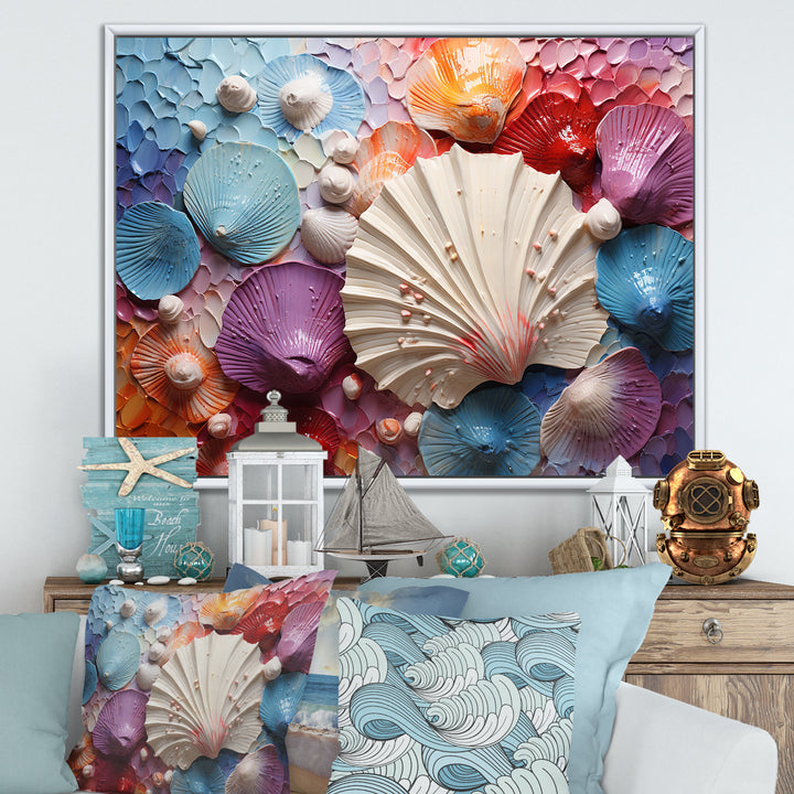 Coastal Seashell Tranquility - Multi-Color Seashell Wall Art