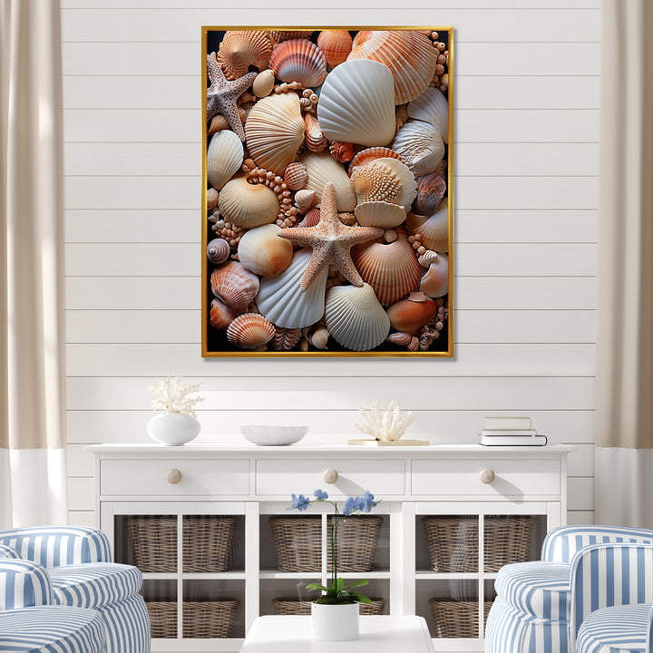 Classic Seashells By The Sea - Seashell Large Canvas Wall Art