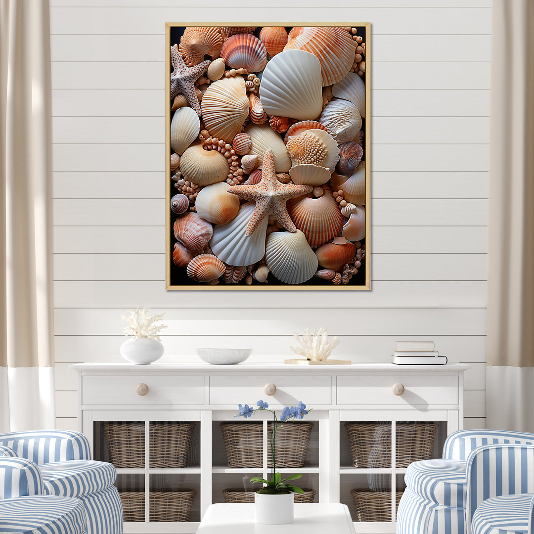 Classic Seashells By The Sea - Seashell Large Canvas Wall Art