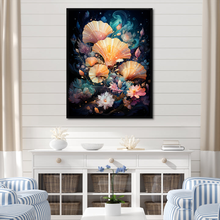 Seashells In A Cosmic Galaxy - Seashell Living Room Wall Art