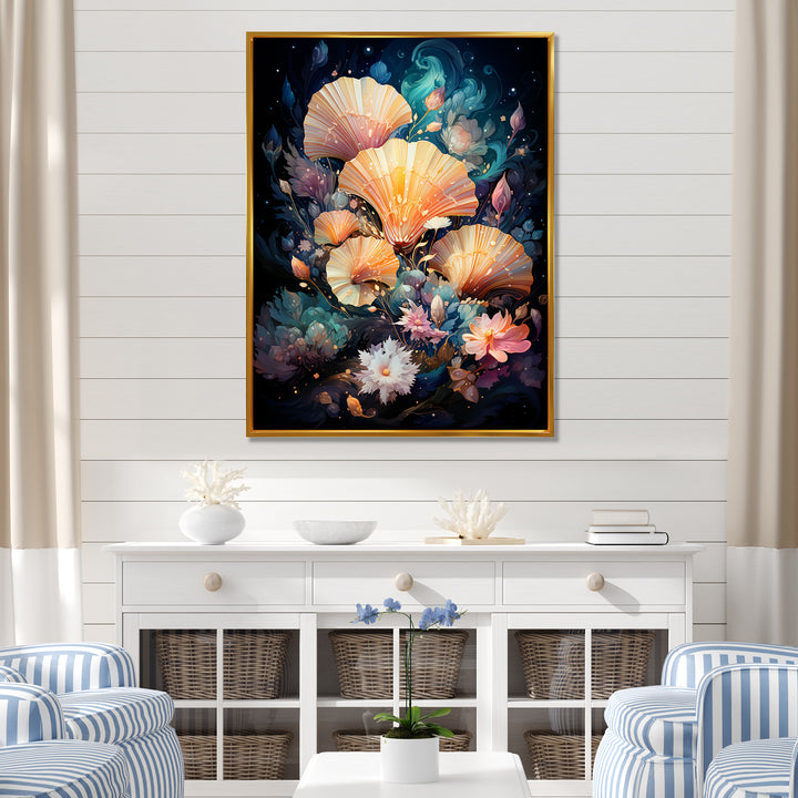 Seashells In A Cosmic Galaxy - Seashell Living Room Wall Art