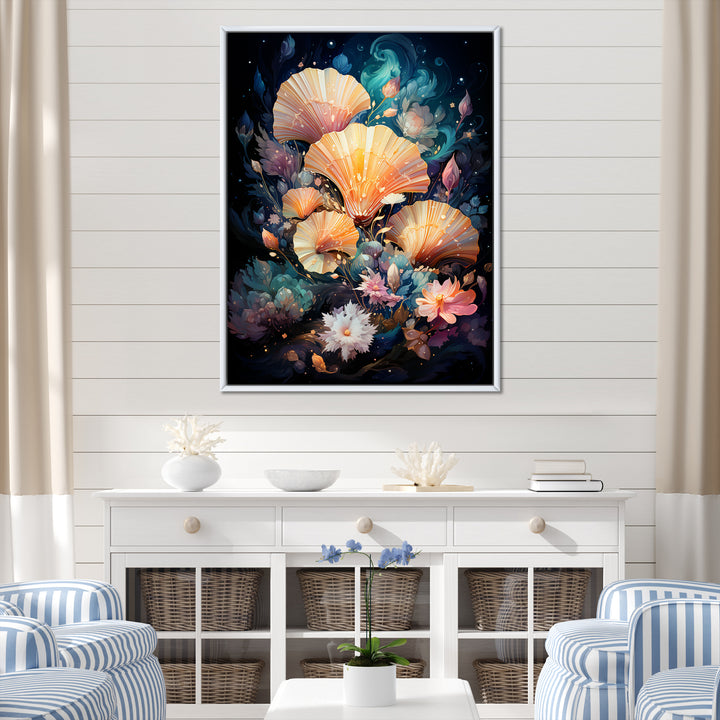 Seashells In A Cosmic Galaxy - Seashell Living Room Wall Art