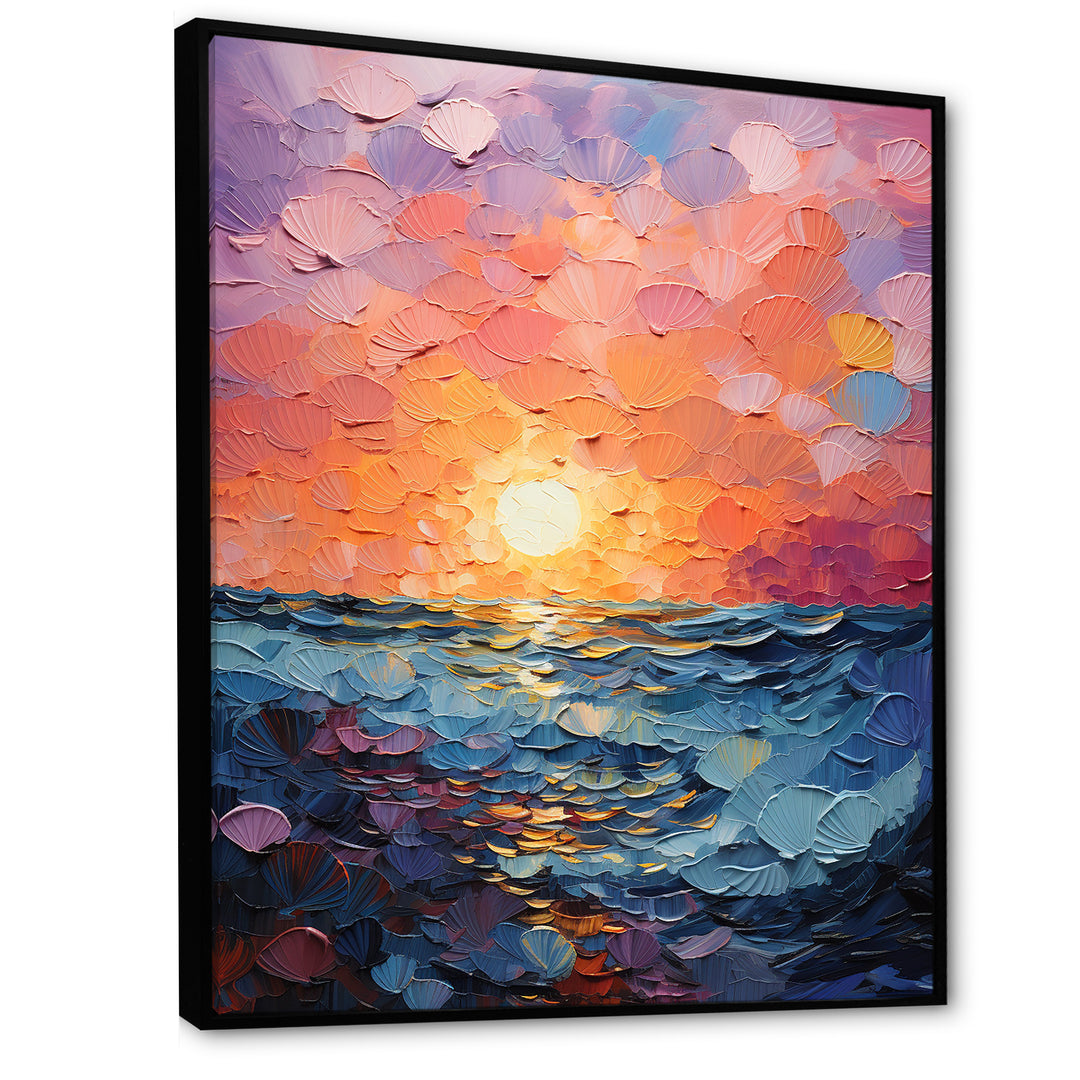 Coastal Harmony Dreamscape Sunset - Seashell Canvas Wall Art