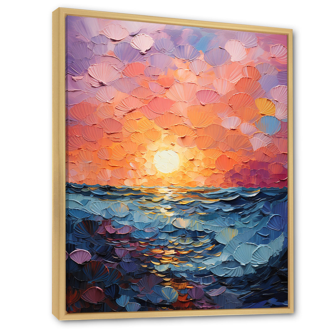 Coastal Harmony Dreamscape Sunset - Seashell Canvas Wall Art