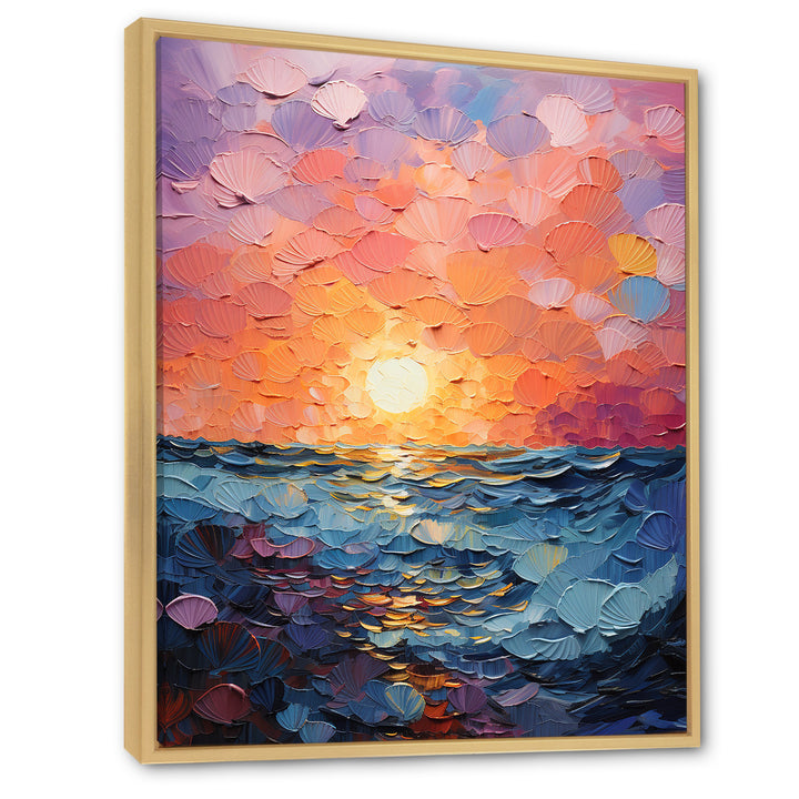 Coastal Harmony Dreamscape Sunset - Seashell Canvas Wall Art
