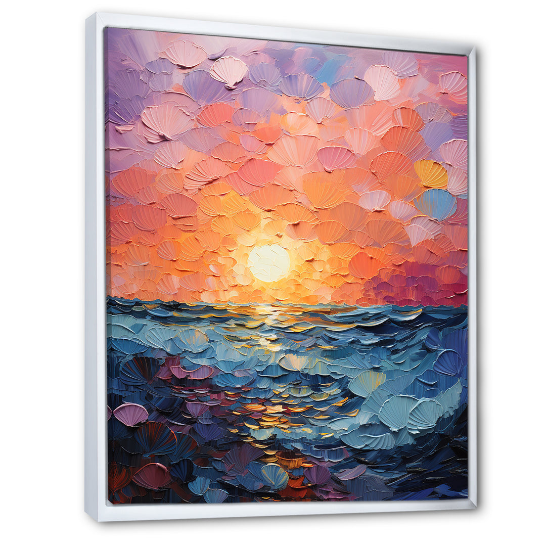 Coastal Harmony Dreamscape Sunset - Seashell Canvas Wall Art