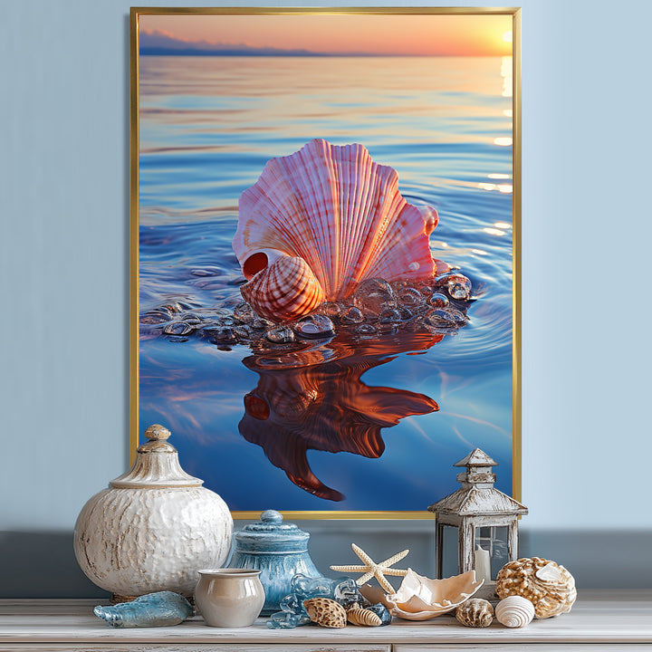 Seashell Oceanic Elegance At Sunset - Seashell Wall Art Prints