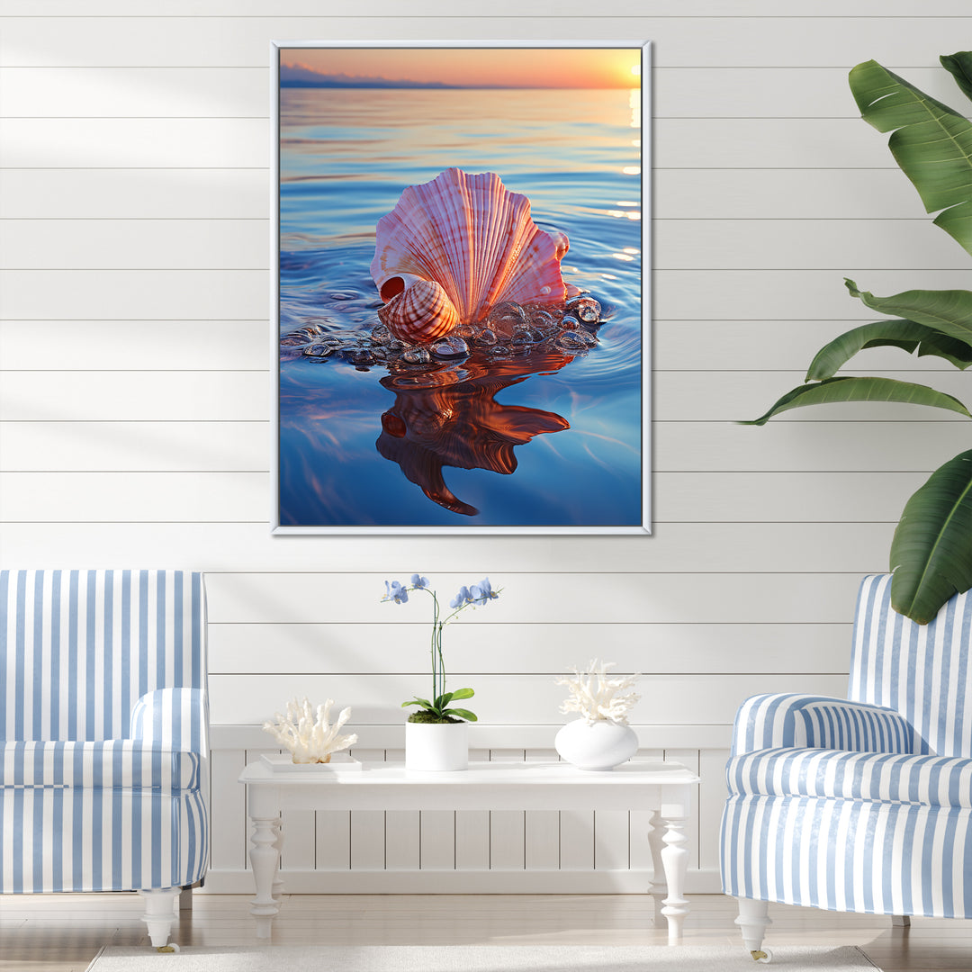Seashell Oceanic Elegance At Sunset - Seashell Wall Art Prints