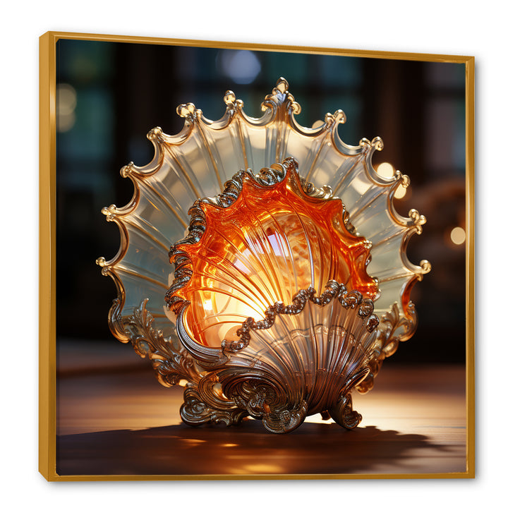 Magical Golden Seashell Relics - Beige Seashell Wall Art