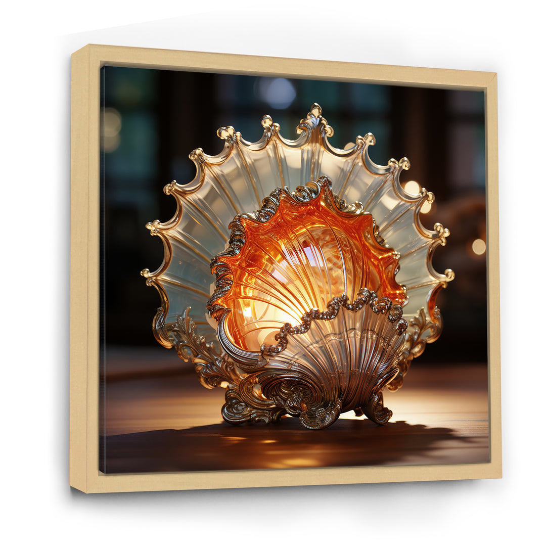 Magical Golden Seashell Relics - Beige Seashell Wall Art