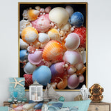 Seashells On Dreamy Tide - Seashell Framed Canvas Art