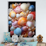 Seashells On Dreamy Tide - Seashell Framed Canvas Art