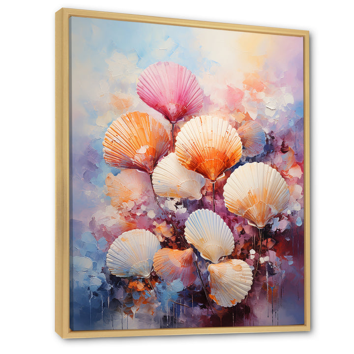 Multicolor Seashells Coastal Collage - Seashell Large Canvas Wall Art