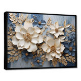 Beige And Blue Seasonal Flowers Composition - Floral Canvas Wall Art