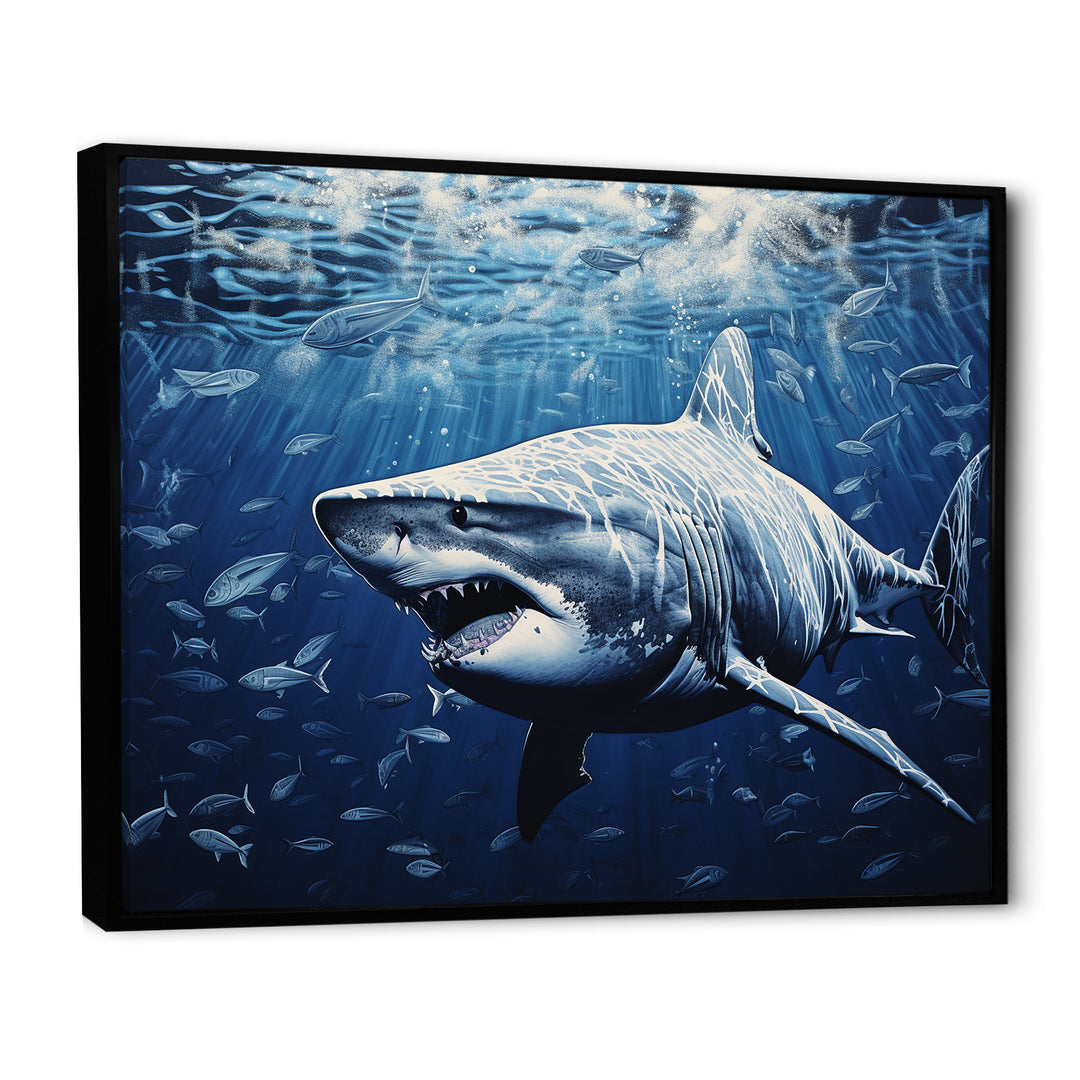 Bull Shark Depths Photography - Shark Framed Canvas Art