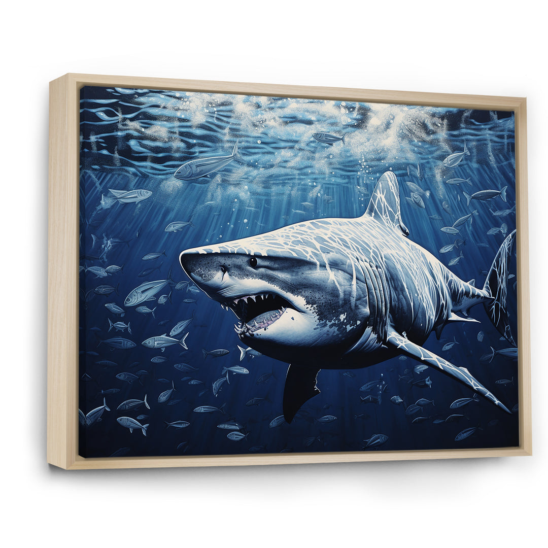 Bull Shark Depths Photography - Shark Framed Canvas Art