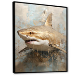 Minimalism Shark Painting In Golden Beige - Shark Canvas Wall Art