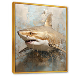 Minimalism Shark Painting In Golden Beige - Shark Canvas Wall Art