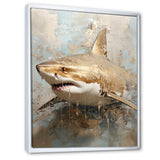 Minimalism Shark Painting In Golden Beige - Shark Canvas Wall Art