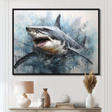 Minimalism Blue Shark Painting - Animals Canvas Wall Art