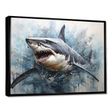 Minimalism Blue Shark Painting - Animals Canvas Wall Art